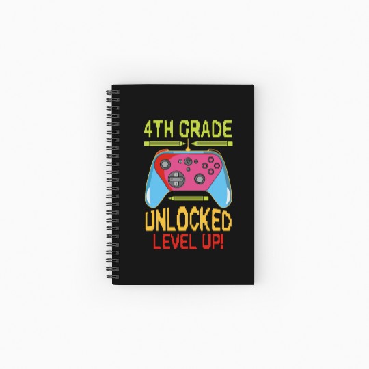 4th Grade Unlocked Level Up Video Gamer Spiral Notebooks   Ruled Line Back