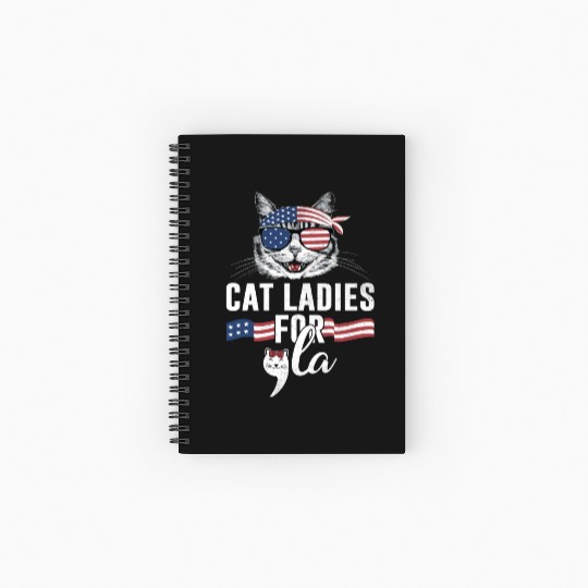 Funny Cat Ladies for Comma La Kamala Harris Spiral Notebooks   Ruled Line
