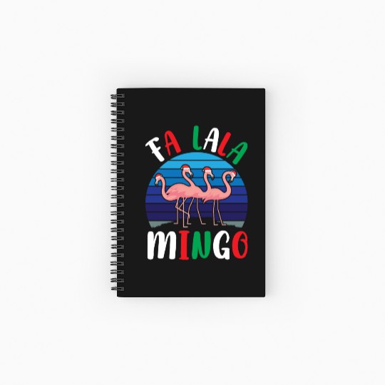 Candy Cane Flamingoes Fa La La Mingo Flamingo Spiral Notebooks   Ruled Line