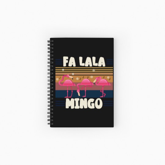 Candy Cane Flamingoes Fa La La MINGO Flamingo Spiral Notebooks   Ruled Line