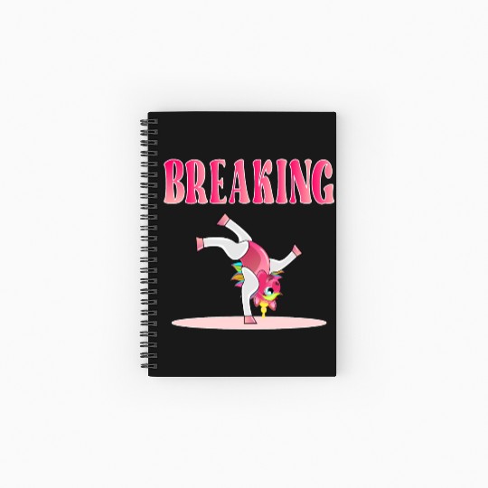 BREAKING DANCE UNICORN Spiral Notebooks   Ruled Line