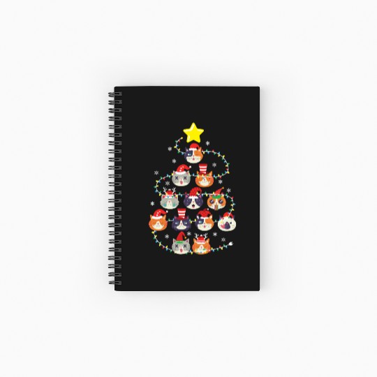 Cats Ugly Christmas Sweater Cat Snowflakes Xmas Spiral Notebooks   Ruled Line
