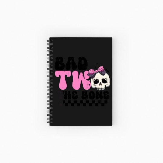Bad Two The Bone Birthday 2nd Toddler Halloween Spiral Notebooks   Ruled Line