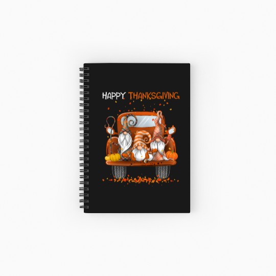 Happy Thanksgiving On Pickup Truck Gnomes lover Spiral Notebooks   Ruled Line
