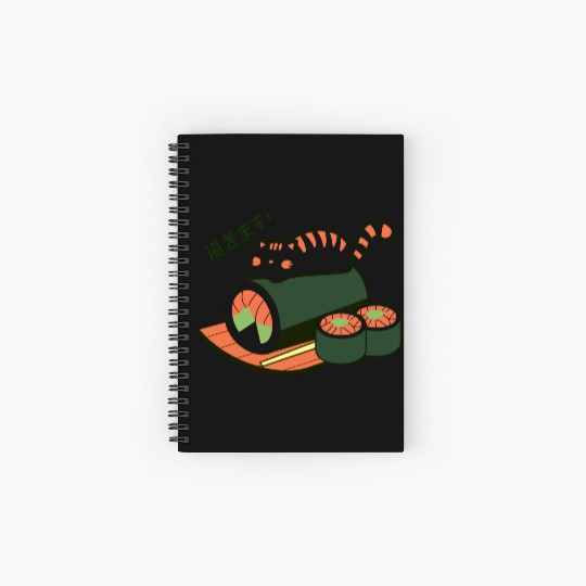 Sushi Cat Adorable Japanese Food Illustration Spiral Notebooks   Ruled Line