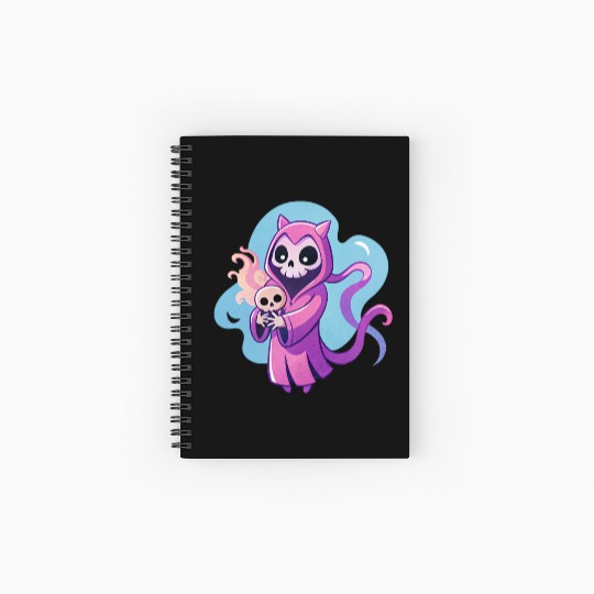 skeletal figure, violet pink robe, lavender puppy Spiral Notebooks   Ruled Line
