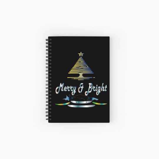 ' Christmas and merry bright 'typography design Spiral Notebooks   Ruled Line