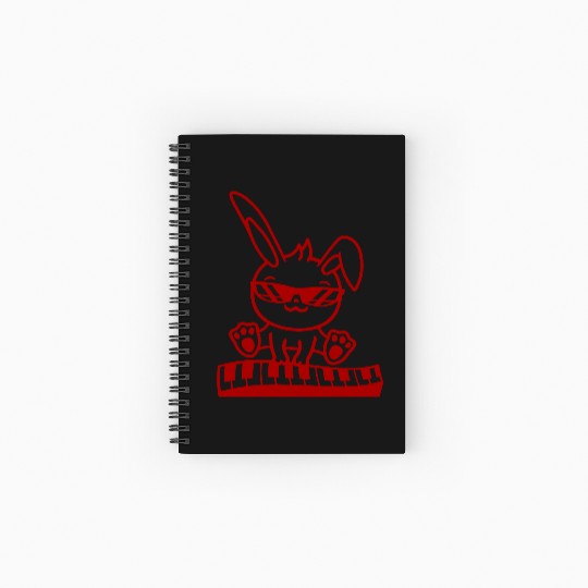 Funny Rabbit Easter Bunny Playing Keyboard Music Spiral Notebooks   Ruled Line