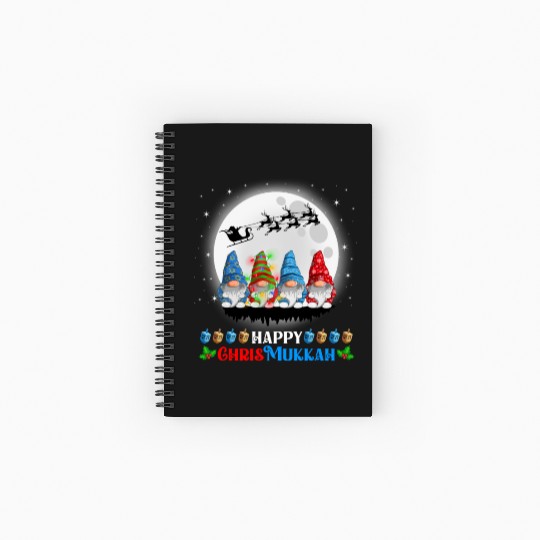 Happy Chrismukkah Gnomes Christmas Hanukkah Spiral Notebooks   Ruled Line