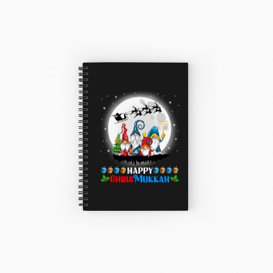 Happy Chrismukkah Gnomes Christmas Hanukkah Spiral Notebooks   Ruled Line