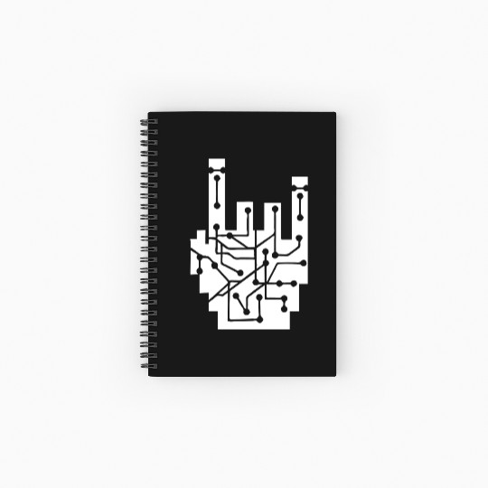 Heavy metal nerd electronic circuits hand gesture Spiral Notebooks   Ruled Line