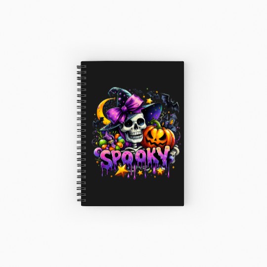 Halloween Spooky Season Witch Skeleton Spiral Notebooks   Ruled Line