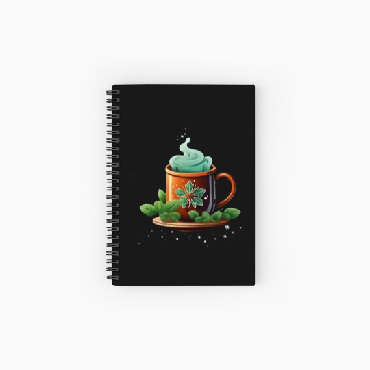 hot tea with mint for winter vibes Spiral Notebooks   Ruled Line