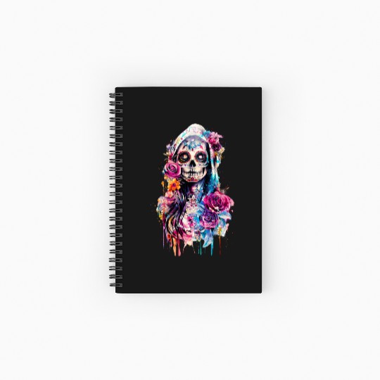 Santa Muerte Saint Mexican Folklore Dead Skull Spiral Notebooks   Ruled Line