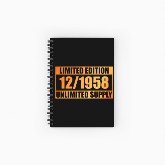66th birthday Limited Edition - ꝏ Supply 12/1958 Spiral Notebooks   Ruled Line