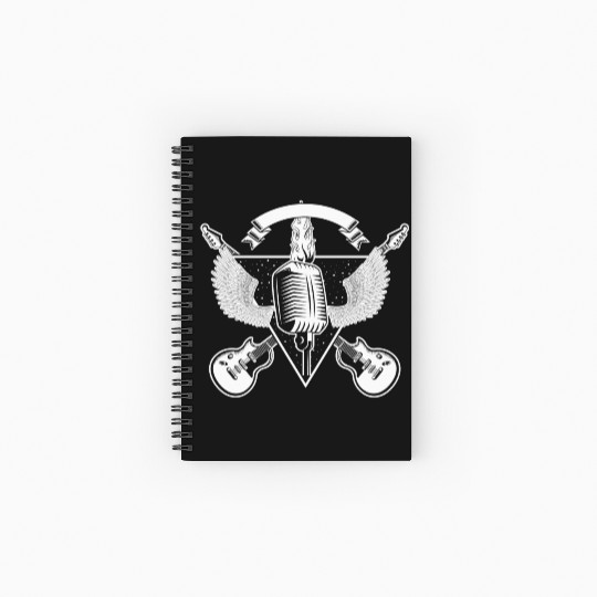 Rock and Roll vintage guitar and microphone Retro Spiral Notebooks   Ruled Line
