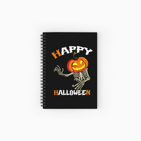 Trick Or Treat Happy Halloween Pumpkin Skeleton Spiral Notebooks   Ruled Line