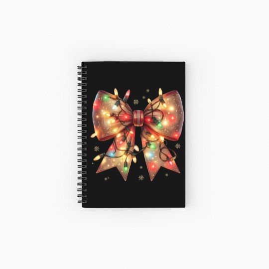 Christmas Light Coquette Bow Spiral Notebooks   Ruled Line