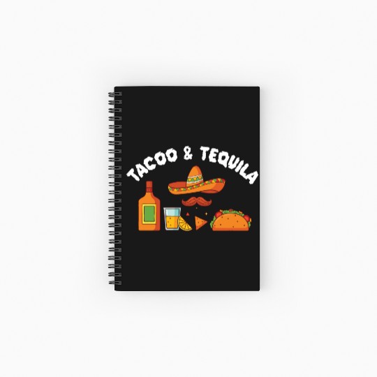 Tacos & Tequila Funny Taco Lover Saying Slogan Spiral Notebooks   Ruled Line