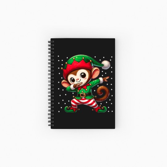 Christmas Monkey Elf Funny Monkey Lover Ape Spiral Notebooks   Ruled Line