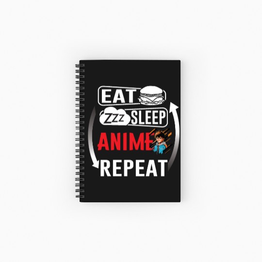 Eat Sleep Anime Repeat Ramen Kawaii Japanese Manga Spiral Notebooks   Ruled Line