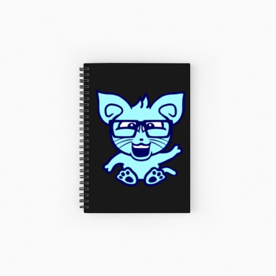 Nerd Cat Horn-rimmed Glasses Geek Smart Kitten Fun Spiral Notebooks   Ruled Line