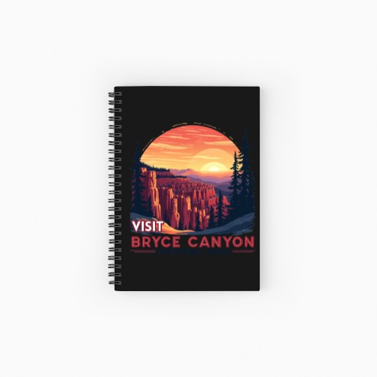 Bryce Canyon National Park Retro Illustraion V 01 Spiral Notebooks   Ruled Line