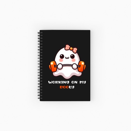 Working On My Booty – Boo-Ty Halloween Gym ghost Spiral Notebooks   Ruled Line