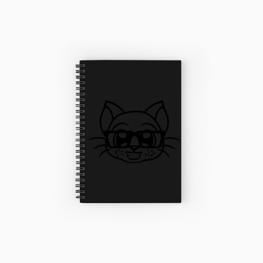 Nerd Cat Horn-rimmed Glasses Geek Smart Kitten Fun Spiral Notebooks   Ruled Line