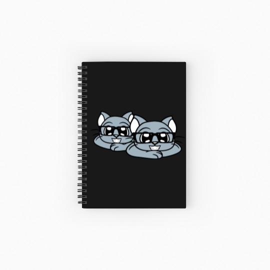 2 Nerd Cats Horn-rimmed Glasses Geek Smart Kitten Spiral Notebooks   Ruled Line