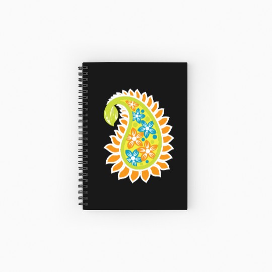 Vibrant Floral Paisley Pattern Spiral Notebooks   Ruled Line