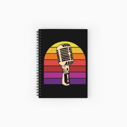 Vintage Microphone Retro Sunset Spiral Notebooks   Ruled Line