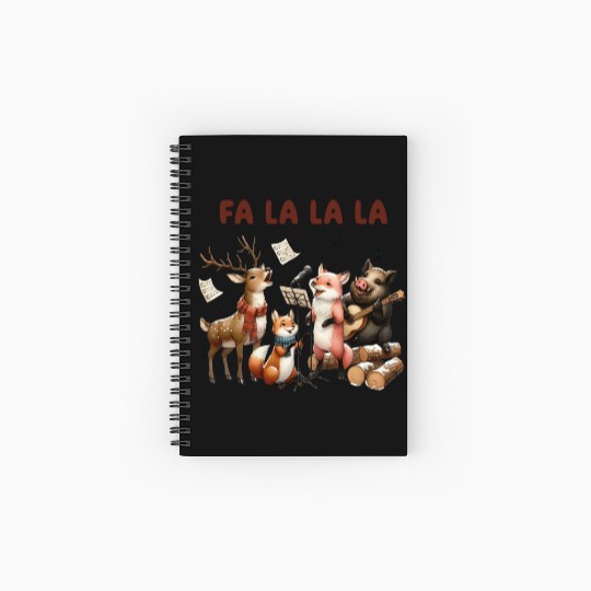 Fa La La La Woodland Choir Christmas Vibes Spiral Notebooks   Ruled Line
