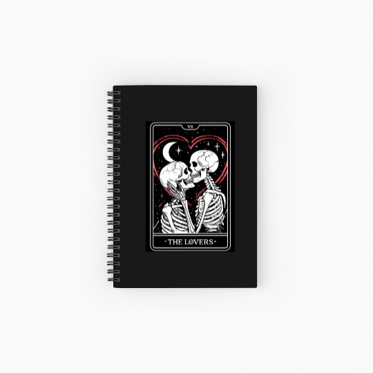 Gothic Line Art Of The Lovers Tarot Card Spiral Notebooks   Ruled Line