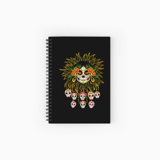De Los Muertos La Catrina Day of the Dead Spiral Notebooks   Ruled Line