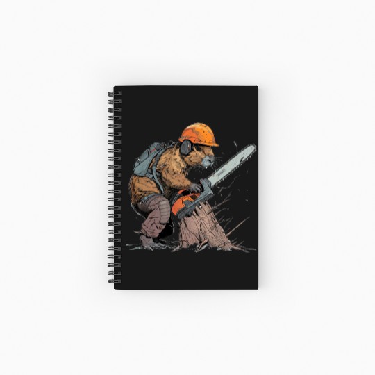 Beaver Lumberjack Chainsaw Spiral Notebooks   Ruled Line