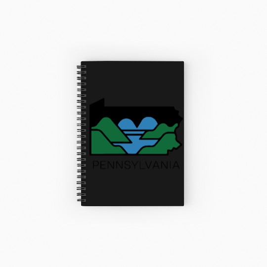 Pennsylvania Outline with Heart Shaped River Map Spiral Notebooks   Ruled Line
