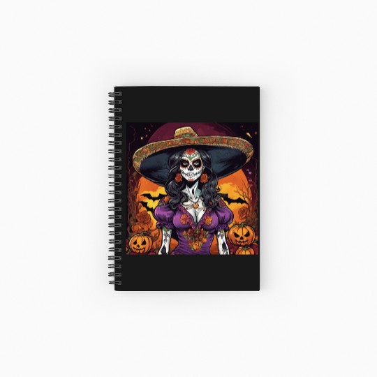 Elegant Halloween Catrina - Día de los Muertos Sty Spiral Notebooks   Ruled Line