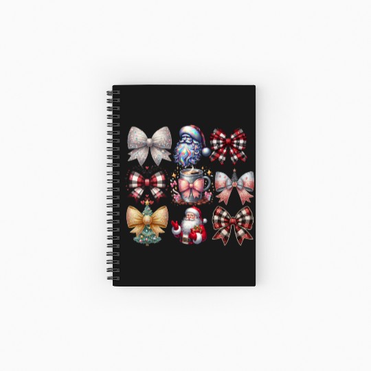 Coquette Bow Santa Christmas Tree Cake Candy Spiral Notebooks   Ruled Line