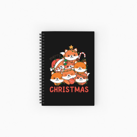 Fox Christmas Tree Merry Christmas Spiral Notebooks   Ruled Line
