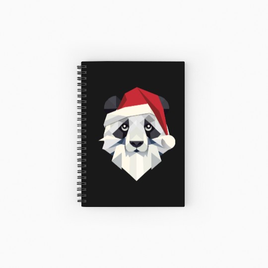Cheerful Christmas panda in modern style Spiral Notebooks   Ruled Line