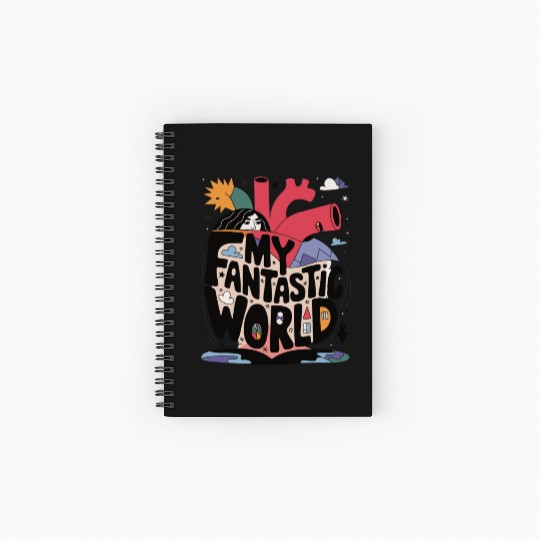 Vibrant My Fantastic World Graphic Spiral Notebooks   Ruled Line