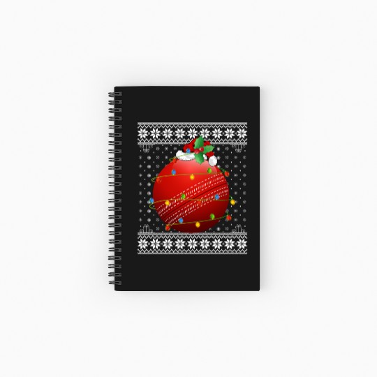Cricket Player Ugly Christmas Spiral Notebooks   Ruled Line