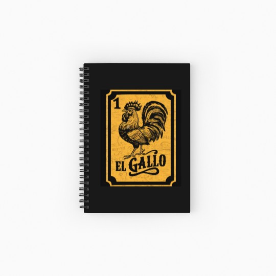 Vintage retro El Gallo Mexican Lottery Card of fan Spiral Notebooks   Ruled Line