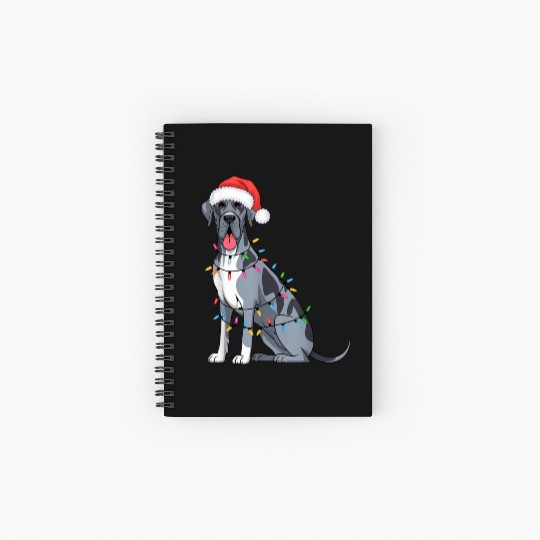 Great Dane Christmas Lights Xmas Dogs Gifts Spiral Notebooks   Ruled Line