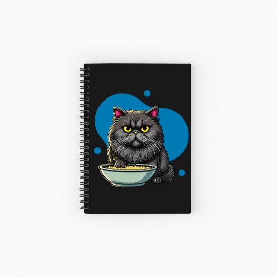 Persian Cat with Food Bowl - Adorable Cartoon Styl Spiral Notebooks   Ruled Line