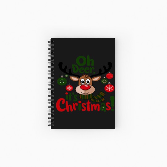 Christmas Reindeer with Festive Ornaments Spiral Notebooks   Ruled Line