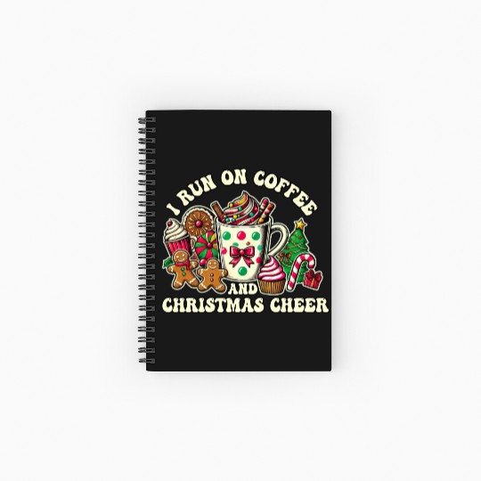I Run on Coffee and Christmas Cheer Spiral Notebooks   Ruled Line