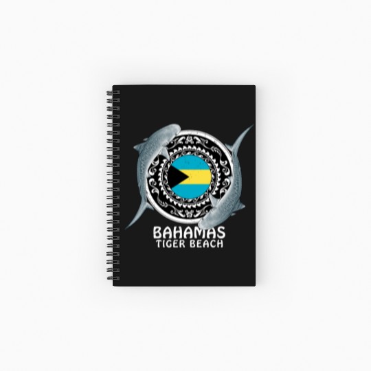 Tiger Beach Bahamas Flag Tiger Shark Bull Shark Spiral Notebooks   Ruled Line