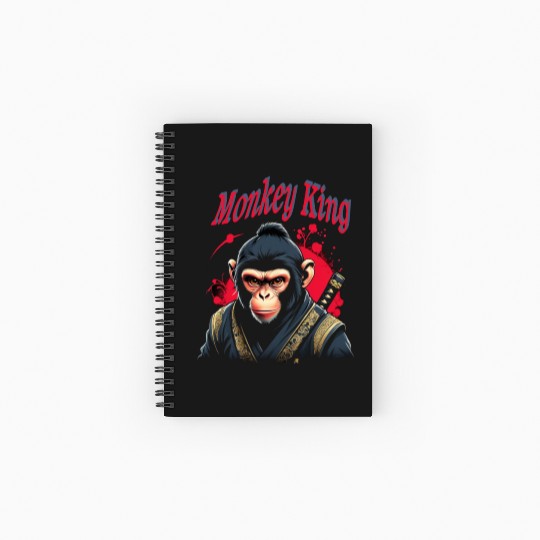 Monkey King Warrior – Bold Samurai Ape Artwork Spiral Notebooks   Ruled Line